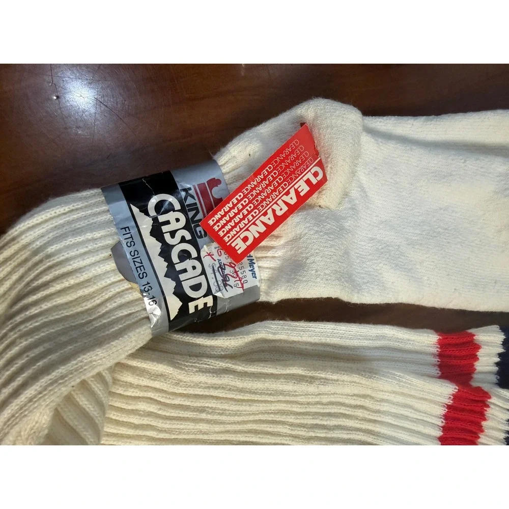 NOS Vintage 90s King Cascade Tube Socks Long Cotton Tall Stripe 13-16 S19